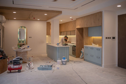 Modern kitchen undergoing renovation