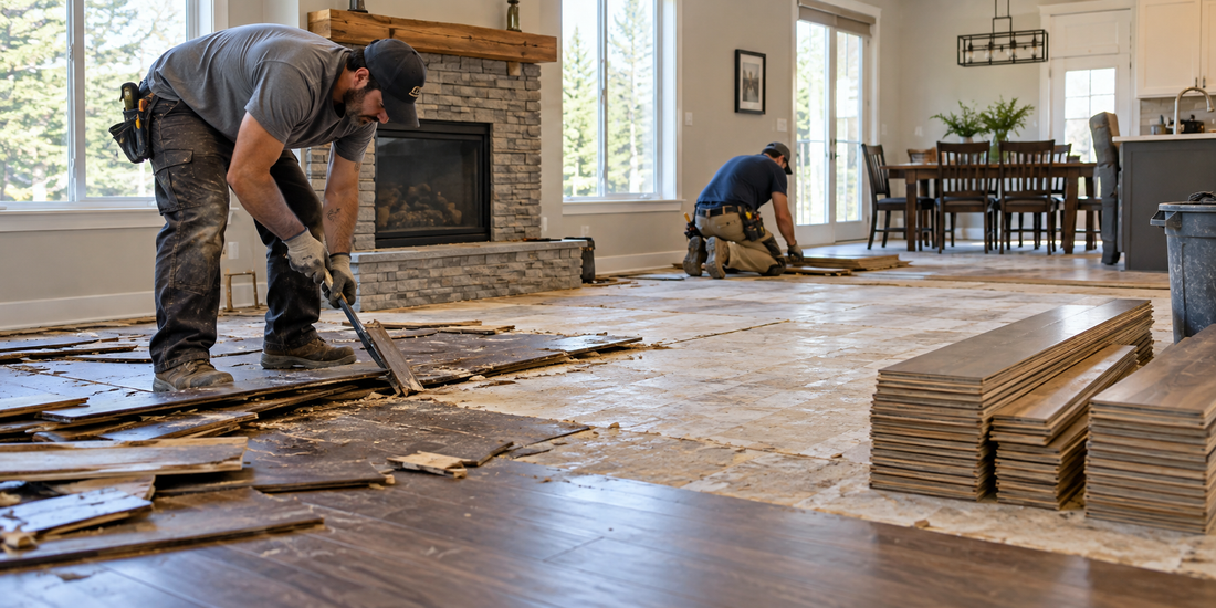 Old flooring removed for replacement