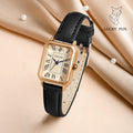 Ladies Quartz Watch with black leather strap