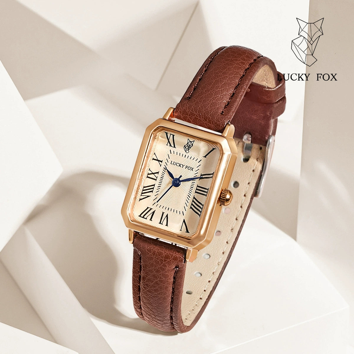 Ladies Quartz Watch with brown leather strap