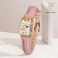 Ladies Quartz Watch with pink leather strap